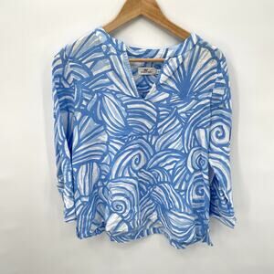 Vineyard Vines | Nautilus Shell Print Linen Blend Tunic Top // XS